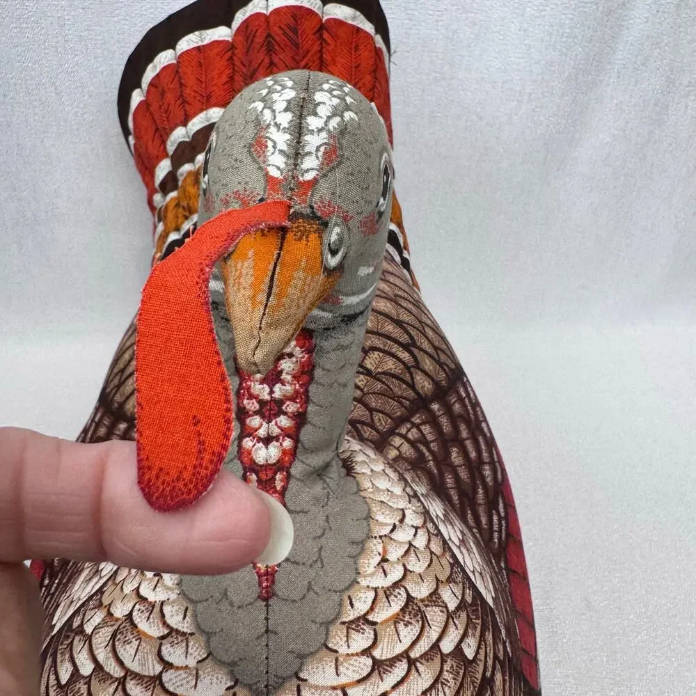 Vintage Fabric Turkey 1980 Handmade Stuffed decoration throw Pillow Centerpiece